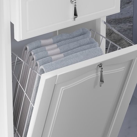 Шкаф пенал Opadiris Риспекто 40 R 00-00005839 с бельевой корзиной Белый матовый 