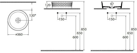 Раковина-чаша Allen Brau Fantasy Romb 36 4.11033.BD Бордо 