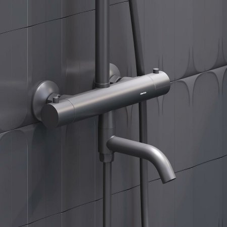 Душевая система Damixa Jupiter 977810300 с термостатом Черная матовая 