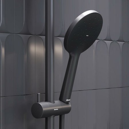 Душевая система Damixa Jupiter 977810300 с термостатом Черная матовая 