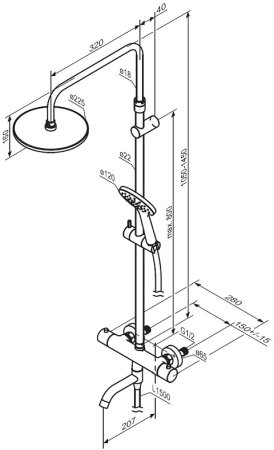 Душевая система Damixa Jupiter 977810300 с термостатом Черная матовая 