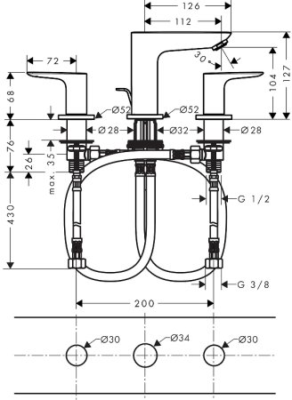 Смеситель для раковины Hansgrohe Talis E 71733140 Шлифованная бронза 