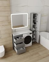 Тумба напольная STYLELINE "Даллас 110" (3 ящ.) Люкс серая, PLUS с раковиной ESTETUS Даллас 1100*480 левый
