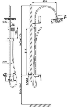 Душевая система D&K Lessing Rhein DA1323701C05 Хром 
