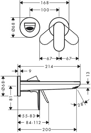 Смеситель для раковины Hansgrohe Rebris S 72528670 Черный матовый 