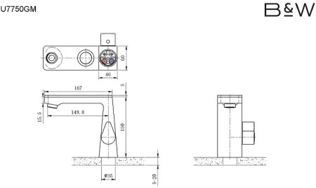 Смеситель для раковины Black&White Universe U7750GM 7750GM Gun Metal 