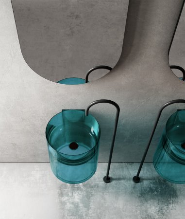 Раковина подвесная прозрачная ABBER Kristall AT2704Aquamarin бирюзовая 