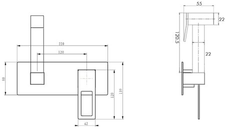 Гигиенический душ со смесителем Boheme Q 147-CRUW Хром Синий 