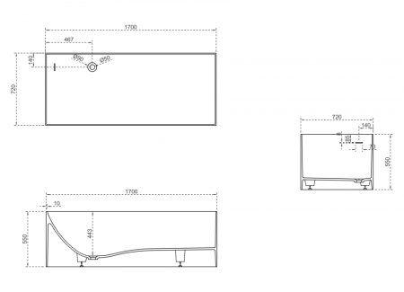 Ванна из искусственного камня ABBER Stein AS9640-1.7 белая матовая 