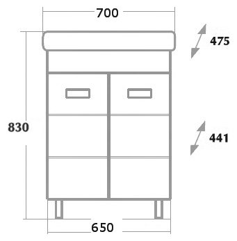 Тумба с раковиной Onika Балтика-Квадро 70.10 