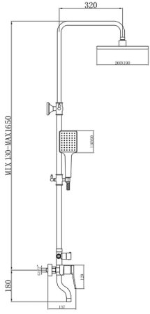 Душевая система Bronze de Luxe Element EL77/1CB Хром Черный матовый 