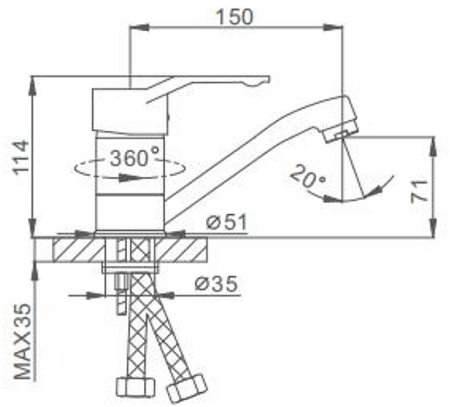 Смеситель для кухни Frap H63 F4563 Хром 