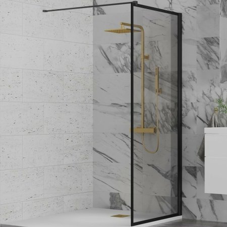 Душевая перегородка Paini 80 Walk-In 80F профиль Черный матовый стекло прозрачное 