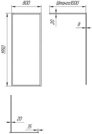 Душевая перегородка Paini 80 Walk-In 80F профиль Черный матовый стекло прозрачное 