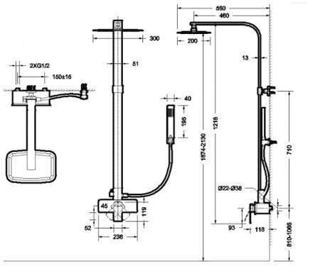 Душевая система Bravat Phillis F956101C-A-ENG Хром 
