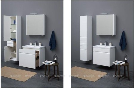 Шкаф-пенал для ванной Aquanet Палермо 35 L белый глянец 