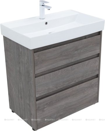Тумба с раковиной Aquanet Nova Lite 75 дуб рошелье (3 ящика) 