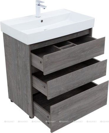 Тумба с раковиной Aquanet Nova Lite 75 дуб рошелье (3 ящика) 