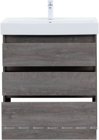 Тумба с раковиной Aquanet Nova Lite 75 дуб рошелье (3 ящика) 