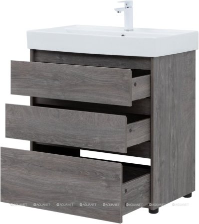 Тумба с раковиной Aquanet Nova Lite 75 дуб рошелье (3 ящика) 