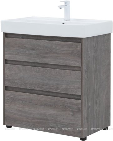 Тумба с раковиной Aquanet Nova Lite 75 дуб рошелье (3 ящика) 