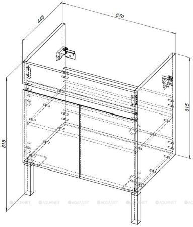 Тумба с раковиной Aquanet Оптима 70 бетон пайн (1 ящик, 2 дверцы) 