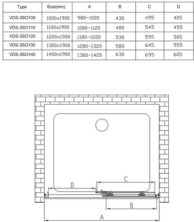 Душевая дверь Vincea Soft 120 VDS-3SO120CLB профиль Черный стекло прозрачное 