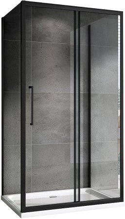 Душевой уголок Abber Schwarzer Diamant 110х80 AG30110BH-S80B-S80B профиль Черный стекло прозрачное 