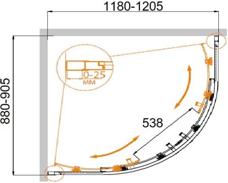 Душевой уголок Cezares Molveno RH 2 120/90 C Cr IV стекло прозрачное 