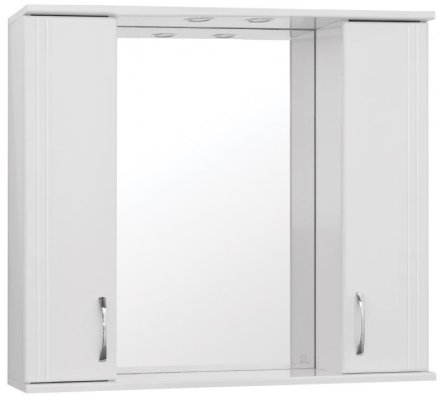 Зеркало со шкафом Style Line Эко стандарт Панда 90 С с подсветкой Белый глянец 