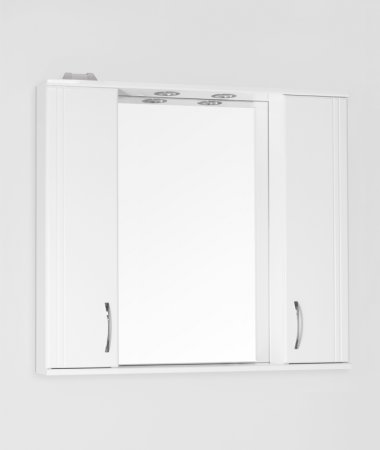 Зеркало со шкафом Style Line Эко стандарт Панда 90 С с подсветкой Белый глянец 