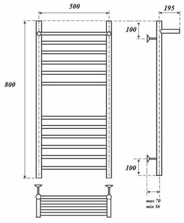 Электрический полотенцесушитель Point Аврора Премиум PN10158SPE П11 500x800 с полкой левый/правый Хром 
