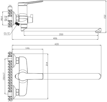 Смеситель для ванны Olive's Asturia 30221AS универсальный Хром 
