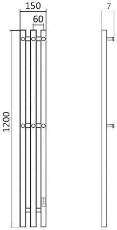 Полотенцесушитель электрический (I-образный) Маргроид Inaro III M0077, 15x120 см 