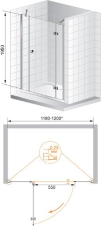 Душевая дверь в нишу Cezares Verona B13 40/60/40 P Cr R 