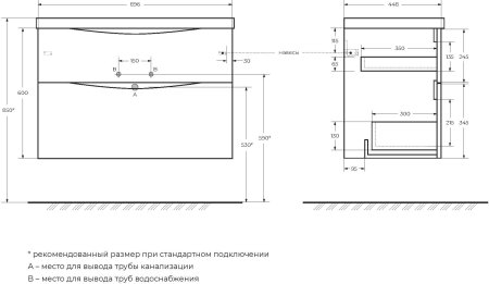 Тумба с раковиной BelBagno MARINO-H60-900-2C-SO-BL-P 