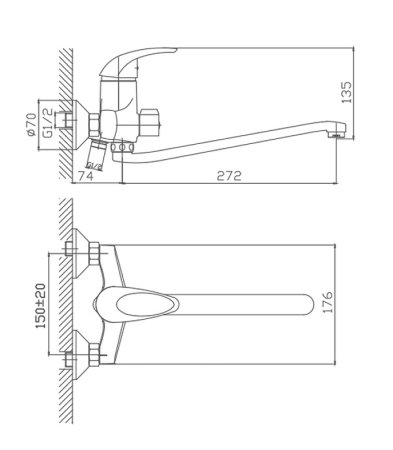 Смеситель для ванны HAIBA CRON CN2229 