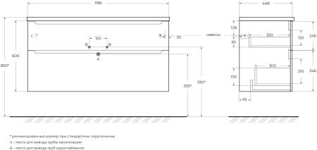 Тумба с раковиной BelBagno ETNA-H60-1200-2C-SO-BL-P Bianco Lucido 