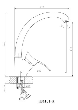 Смеситель для кухни HAIBA HB4101-K 