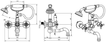 Смеситель для ванны Boheme Royal Cristal 313-Royal Бронза 