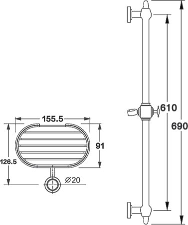Душевая штанга Zorg Sanitary ZR 821 с мыльницей 