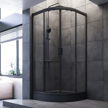 Душевой уголок AM.PM Gem 90х90 W90G-401-090BT профиль Черный матовый стекло прозрачное 