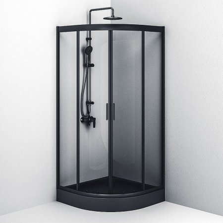 Душевой уголок AM.PM Gem 90х90 W90G-401-090BT профиль Черный матовый стекло прозрачное 