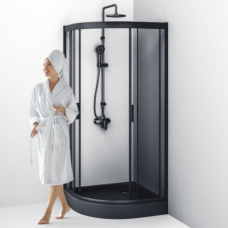 Душевой уголок AM.PM Gem 90х90 W90G-401-090BT профиль Черный матовый стекло прозрачное 