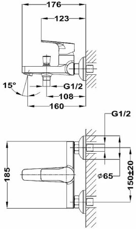 Смеситель для ванны Teka Manacor 841221200 Хром 