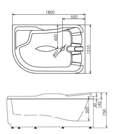 Акриловая ванна Gemy G9083 K R 