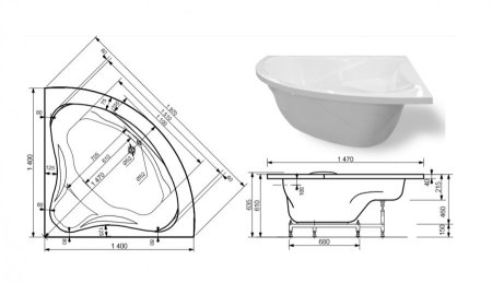 Ванна из литьевого мрамора Эстет Аврора 140x140 