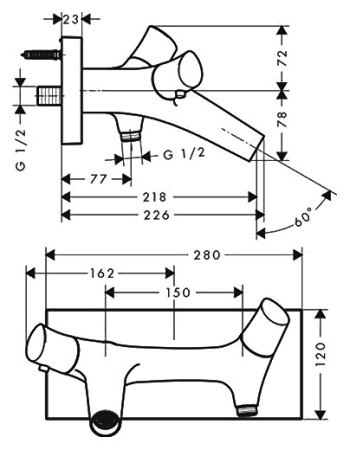Термостат Axor Starck 12410000 для ванны с душем 