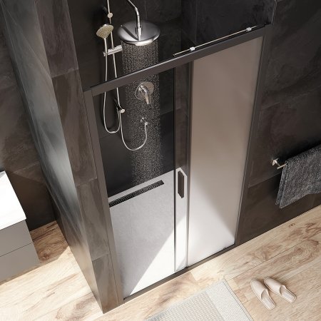 Душевая дверь AM.PM Gem Solo 100 W90G-100-1-195BM профиль Черный матовый стекло матовое-прозрачное 