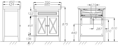 Тумба под раковину Opadiris Палермо 70 00-00006721 Светлый орех 